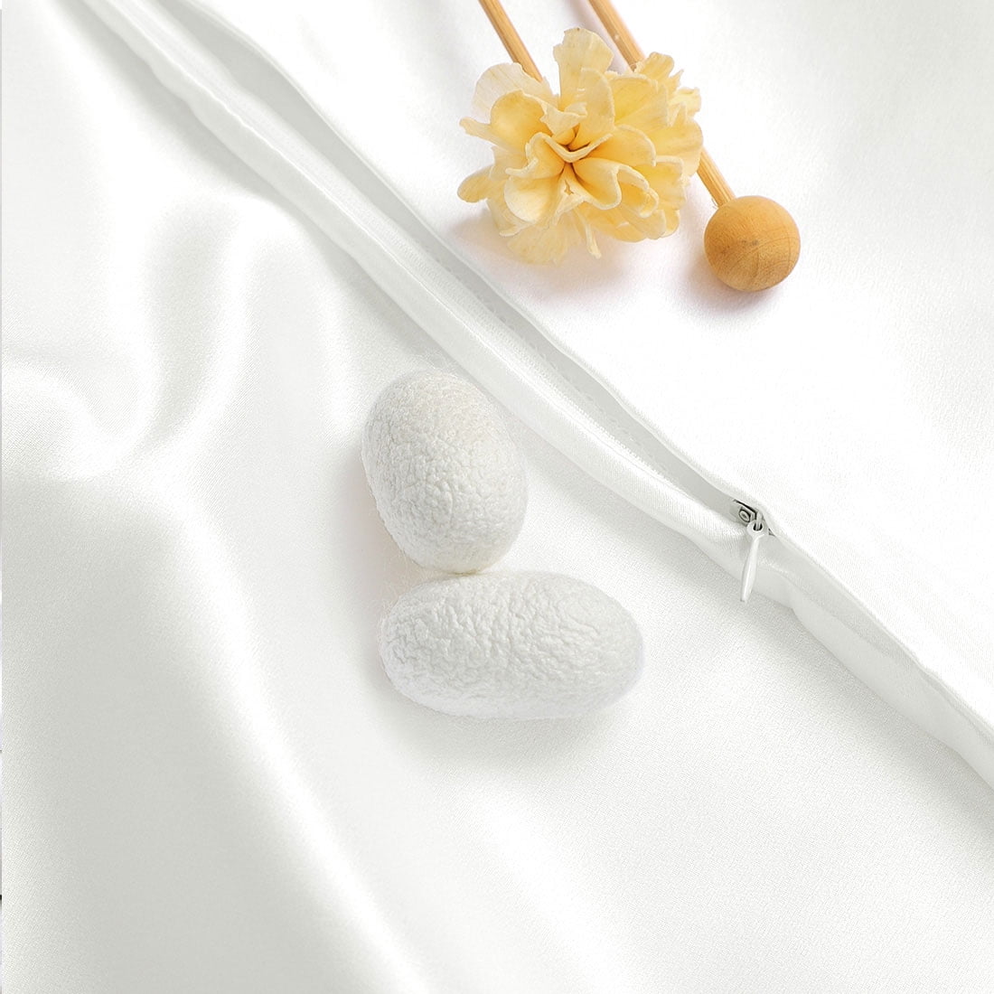 2-Pack 22 Momme Mulberry Silk Washable Pillowcases, King, White