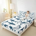 thumbnail image 4 of Feelyou Marine Shark Teen Full Size Sheets, Cartoon Sea Animal Bed Sheets, 4-Piece, 4 of 7