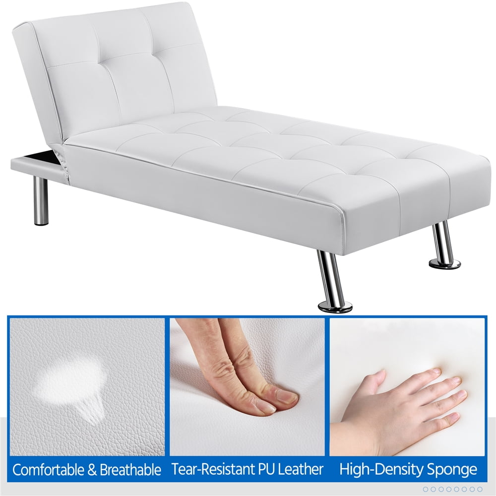 White faux leather chaise lounge deals