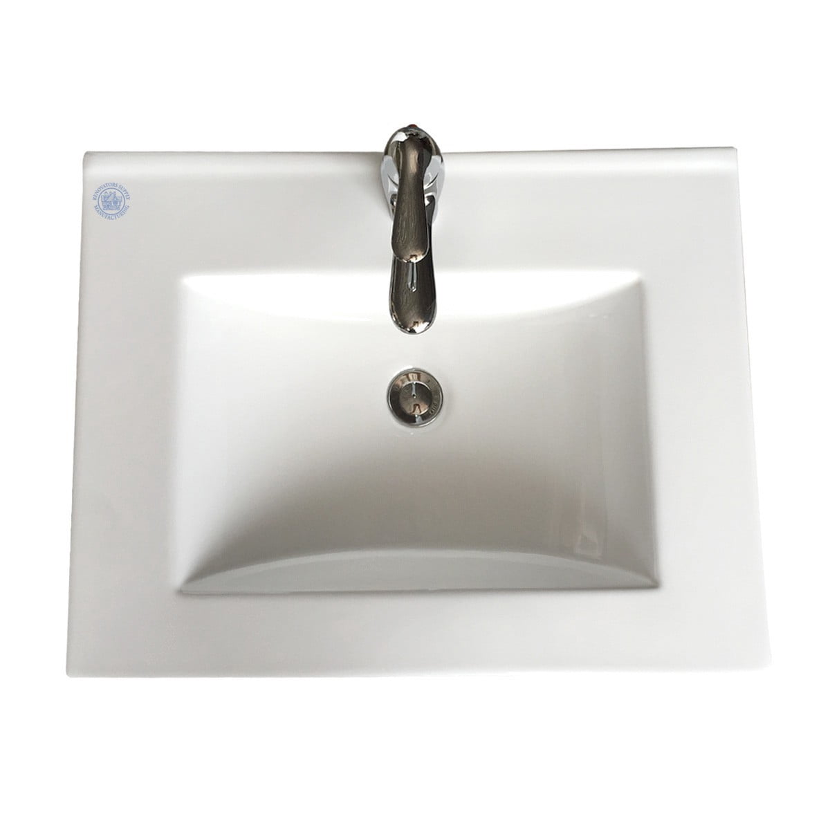 Stylish White Drop In Self Rimming Bathroom Sink w/Faucet, Supply Lines and Drain| Renovators Supply