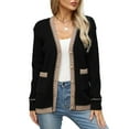 thumbnail image 2 of Cardigan Sweaters for Women Open Front Long Sleeve Button Down Knit Jackets with Pockets Fall Winter Outfits Black L, 2 of 9