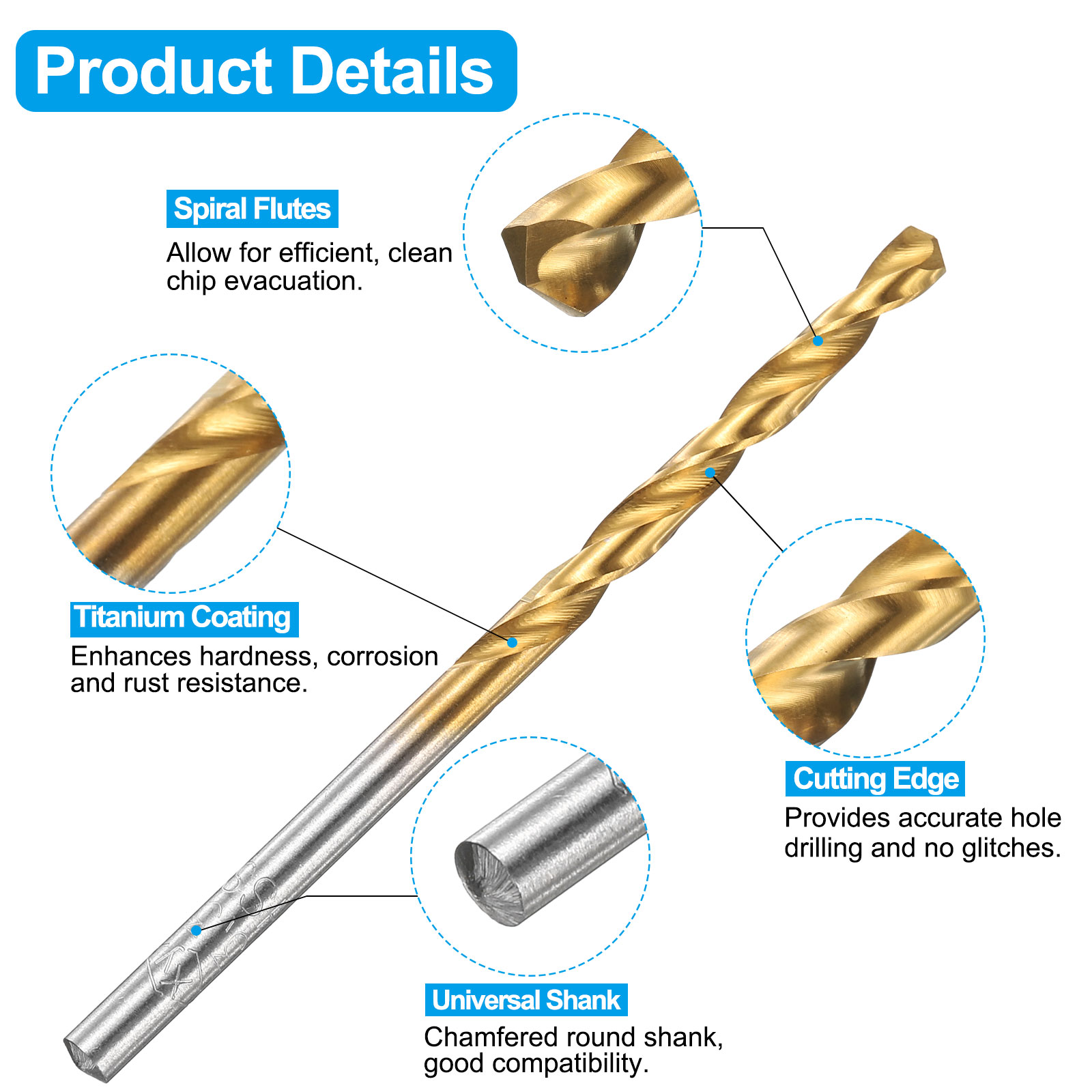 Uxcell M4 X 0.7 Tap & 3.3mm Drill Bit Set – 4-Piece Each, Titanium-Coated HSS-6542 Spiral Point Taps For Through-Hole Threading