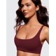 thumbnail image 3 of CRZ YOGA Sujetador Deportivo con Tirantes para Mujer Butterluxe Cuello Cuadrado sin Varillas Acolchado Cami Crop Top Merlot Rojo Chico, 3 of 5