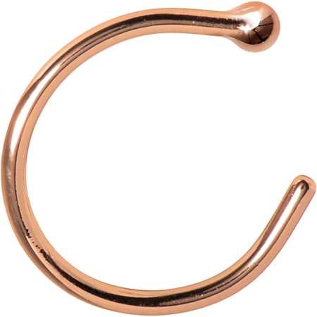 Body Candy 14k Solid Rose Gold Nose Hoop Nose Ring, Real Gold Hypoallergenic Nose Piercing Jewelry - Handmade in USA by Master Jeweler, 20 Gauge 5/16