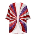 thumbnail image 7 of lcziwo Womens 4th of July Outfit Fashion American Flag Graphic Cover Ups Kimono Summer Open Front 3/4 Sleeve Chiffon Cardigans Red XL, 7 of 7