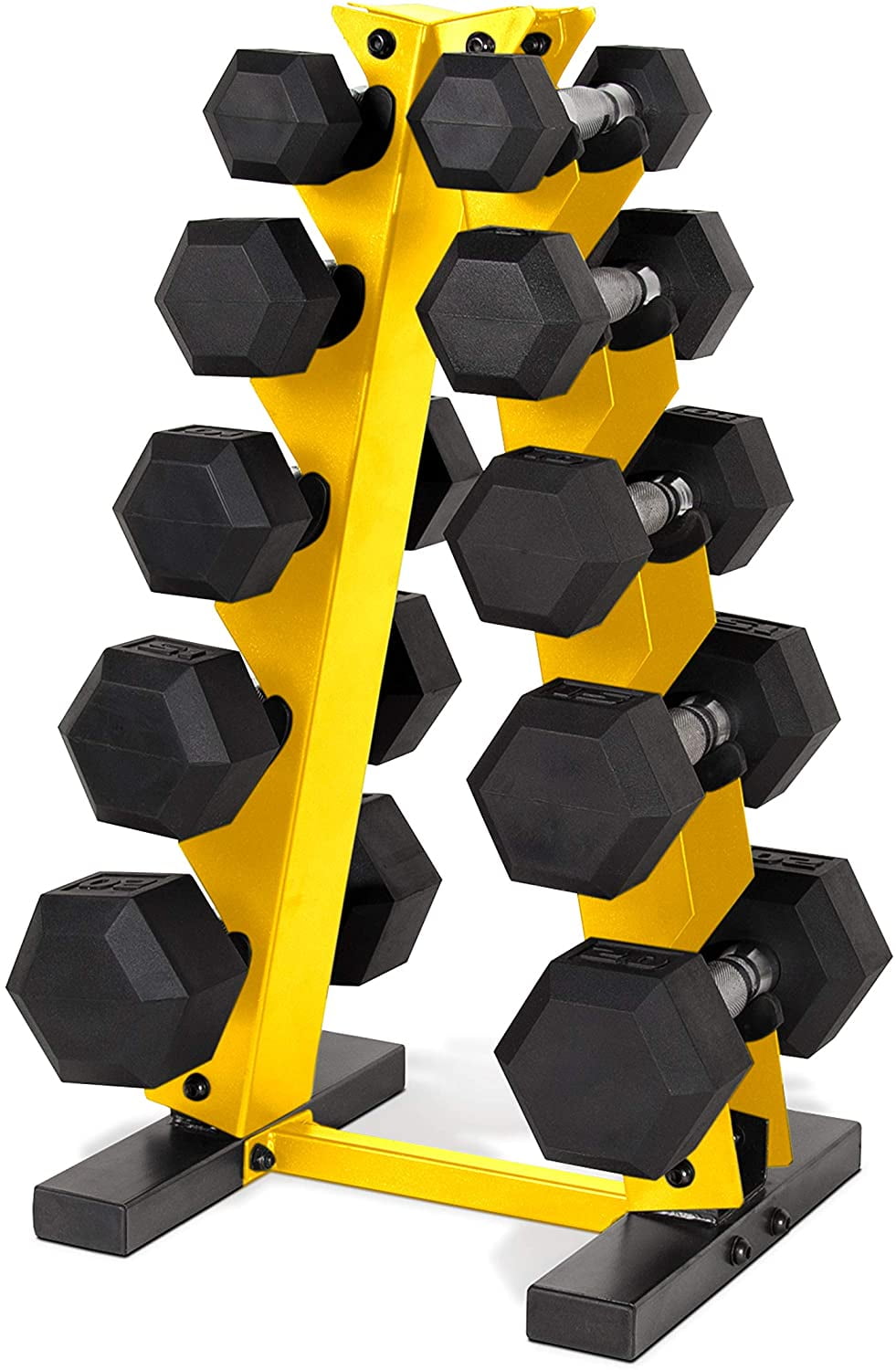 WF Athletic Supply Dumbbell Rack, 5-Tier A-Frame Dumbbell Rack for Dumbbell Storage, Color Options Available in Black / White / Green / Yellow / Red / Orange & Blue