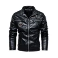 thumbnail image 1 of Chaqueta De cuero con cuello De piel extraíble para Hombre, abrigo ajustado De lana para motocicleta, rompevientos, invierno, 2024, 1 of 5