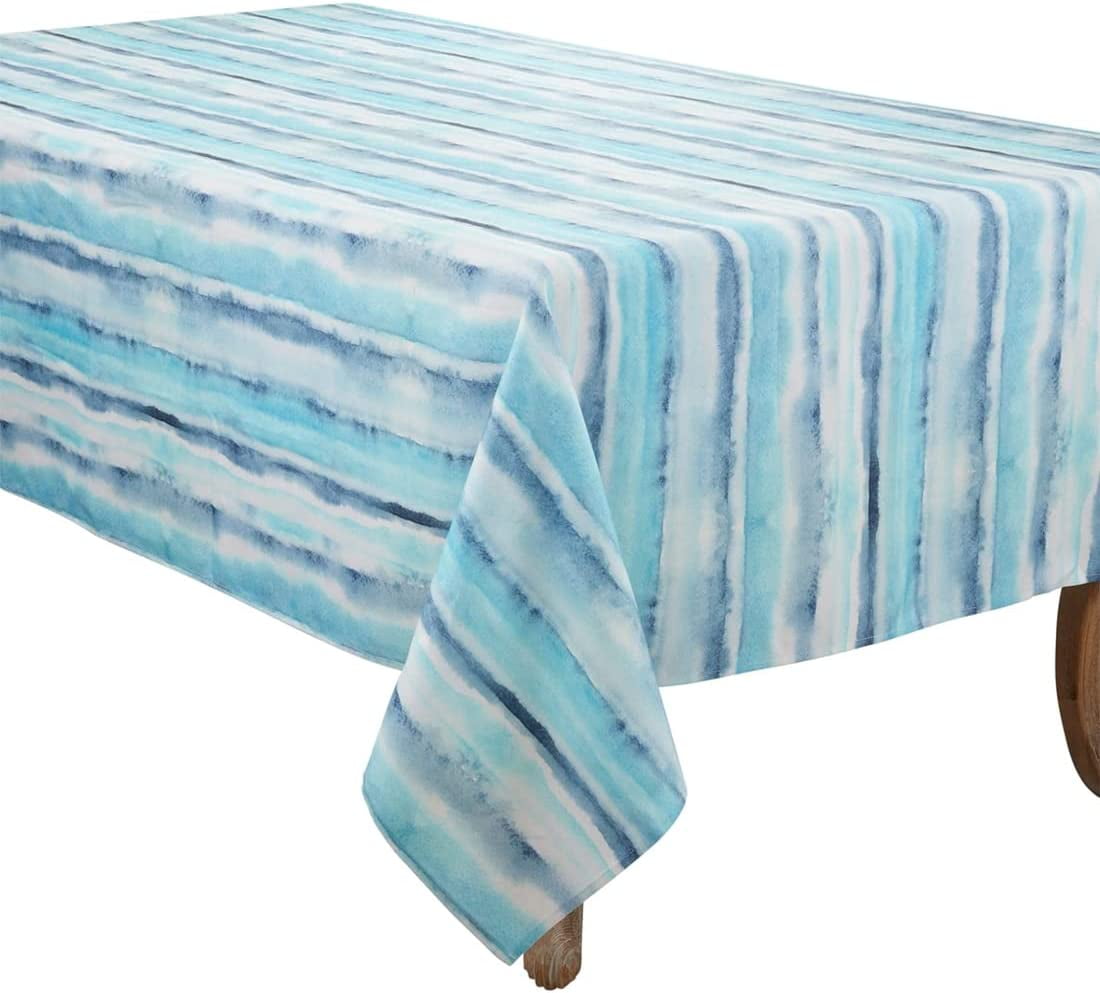 Blue Watercolor Design Rectangular Fabric Tablecloth