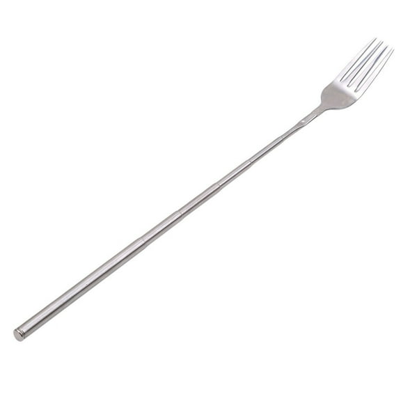 COM1950s Extendable Long Handle Fork, Stainless Steel Telescopic Long Handle Fork, Extendable Long Handle Fork Bbq Dinner Fruit Dessert for Barbecue Tableware