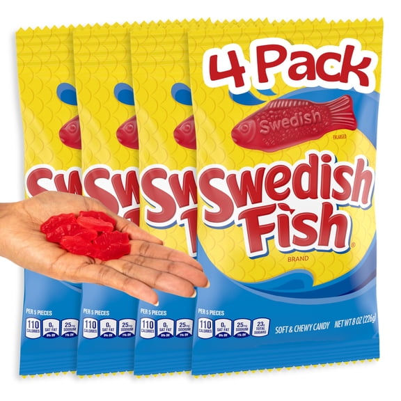 Kidu Swedish Fish Soft BDF6 & Chewy Candy 8 Ounce Bag - 4 Bags - 2 Pounds Total
