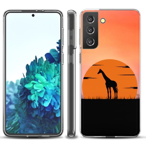 Slim-Fit TPU Protective Phone Case compatible with Samsung Galaxy S21+ 5G / S21 PLUS 5G, by OneToughShield ® - Sunset Giraffe