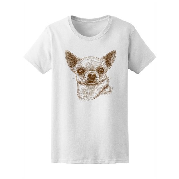 Cute Chihuahua Dog's Sketch T-Shirt Women -Image by Shutterstock, Female XX-Large