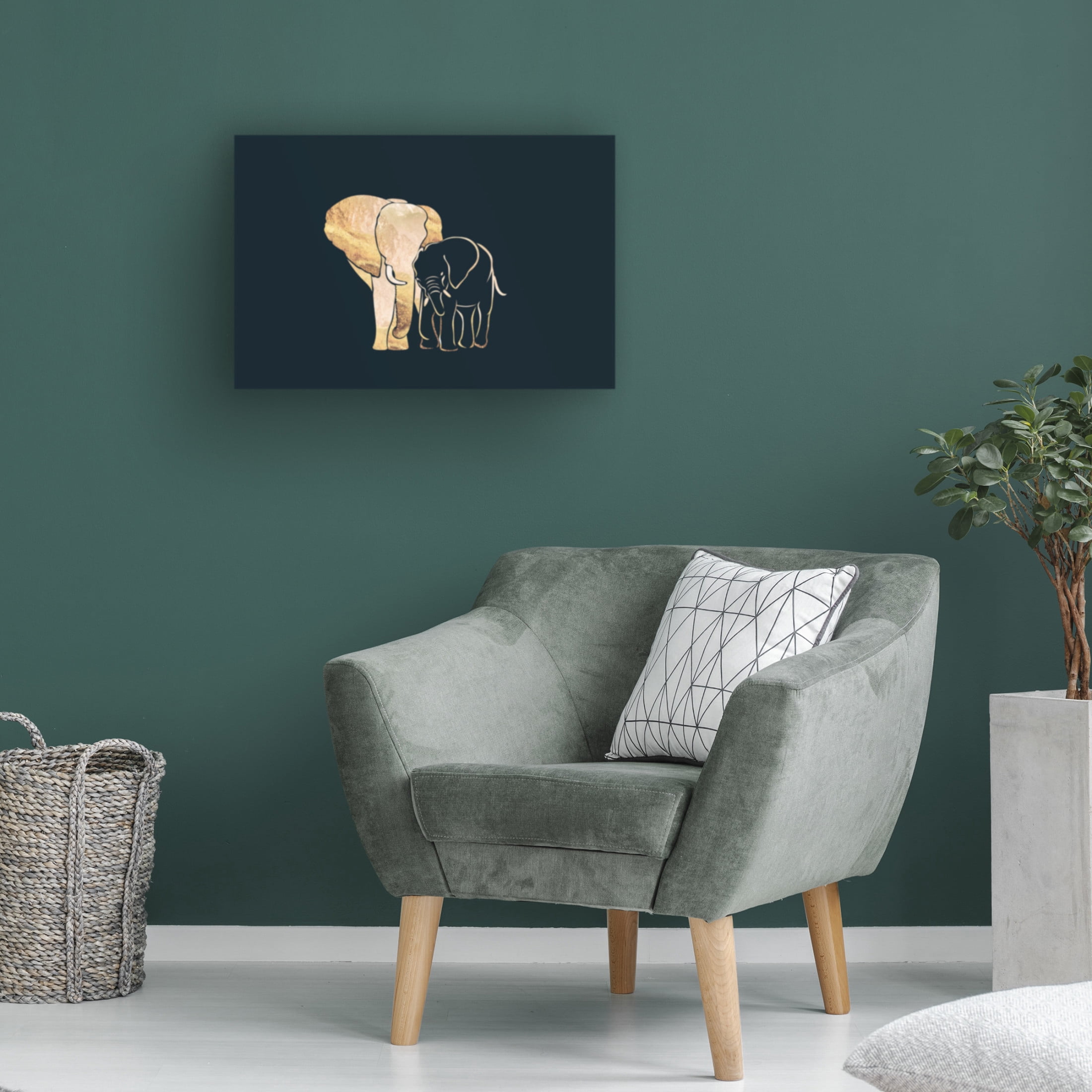 Trademark Fine Art Sarah Manovski Black Gold Elephants 1 Canvas Wall Art