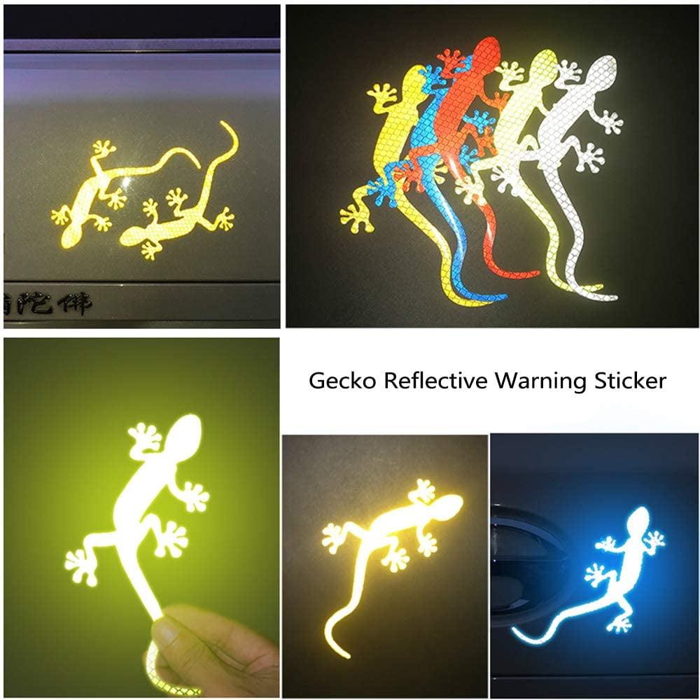 Pack of 2 Gecko Shape Warning Safety Reflector Sticker White 