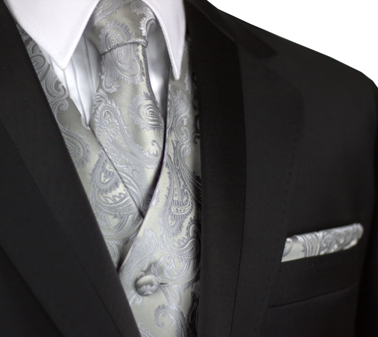 DQT Satin Plain Solid Silver Formal Tuxedo Mens Wedding Waistcoat S-5XL 