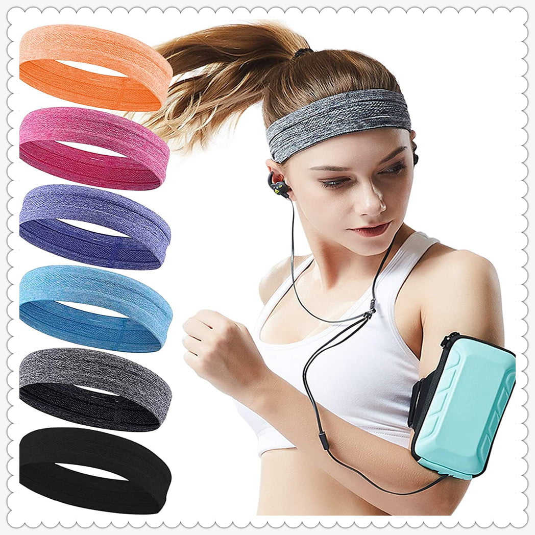 8 Pieces Sports Headbands Slim Elastic Head Bands Non-slip Hairband for Jogging Running Football Workout Yoga and More（Black ） 