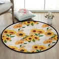 thumbnail image 5 of Vintage Sunflower Round Area Rug Floral Sunflower Non Slip Absorbent Comfort Round Rug Floor Carpet for Entryway Living Room Bedroom Sofa Home Decor, 36 inch, 5 of 7
