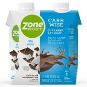ZonePerfect Carb Wise High-Protein Shakes, Chocolate Marshmallow Flavor, For A Low Carb Lifestyle, With 30g Protein, 11 fl oz, 4 Count