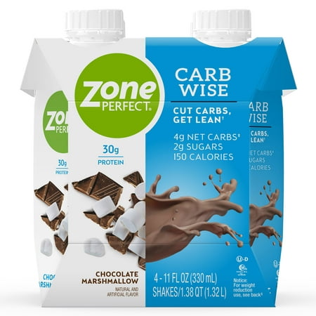 ZonePerfect Carb Wise High-Protein Shakes, Chocolate Marshmallow Flavor, For A Low Carb Lifestyle, With 30g Protein, 11 fl oz, 12