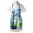 thumbnail image 3 of Landscape Apron A View with Boat in Venice Italy Landmark Seascape Scenic Watercolor Paint, Unisex Kitchen Bib Apron with Adjustable Neck for Cooking Baking Gardening, Blue Purple Green, by Ambesonne, 3 of 3