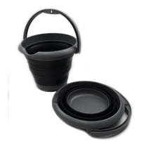 SAMMART 5L (1.32Gallon) Set of 2 Collapsible Fishing Bucke - Foldable Round Tub - Portable Plastic Water Pail - Space Saving Outdoor Waterpot - Trunk Organizer for All Types of Vehicles