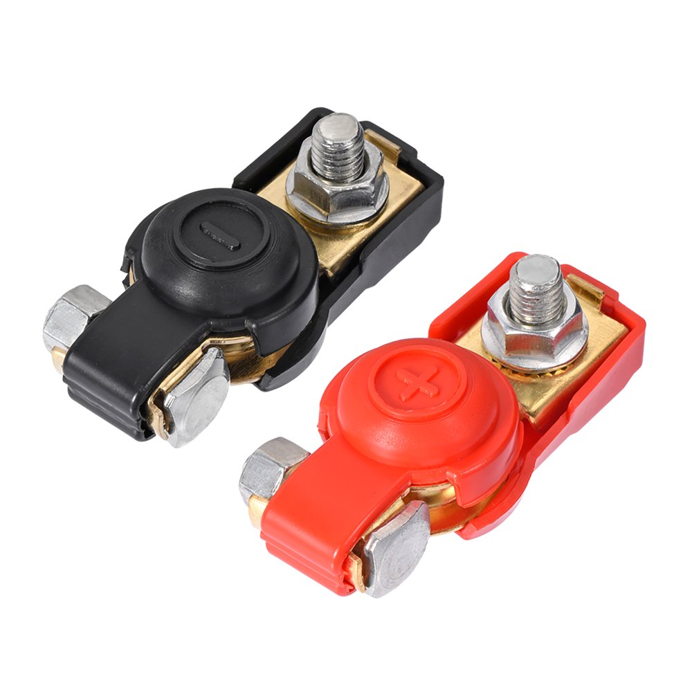 Battery Terminal Clamp Positive Negative Set Red Black Cover 1 Pair