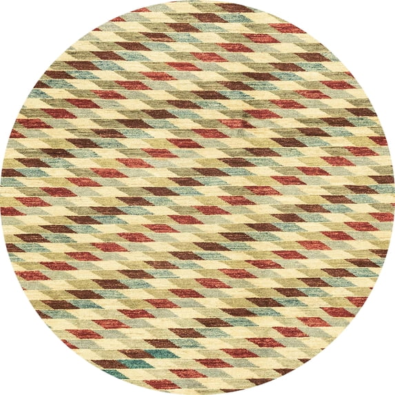 Ahgly Company Indoor Round Abstract Brown Gold Solid Area Rugs, 7' Round