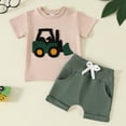 thumbnail image 2 of Kaprioy Toddler Boys Clothes Summer Outfit Sets Cute Tractor Embroidered Printed Short Sleeve Tops T Shirt Pockets Shorts Knit Clothes Set Boys Summer Clothing Set, 2 of 8