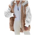 thumbnail image 3 of TQWQT Fleece Coats for Women  Faux Fur Jacket Coat Fuzzy Fleece Jacket Plus Size Zip Up Drawstring Sweatshirt Oversized Light Blue S, 3 of 6