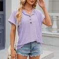 thumbnail image 3 of New Solid Color Button Hooded Short Sleeve T-Shirt - Loose Fit, Casual, 3 of 6