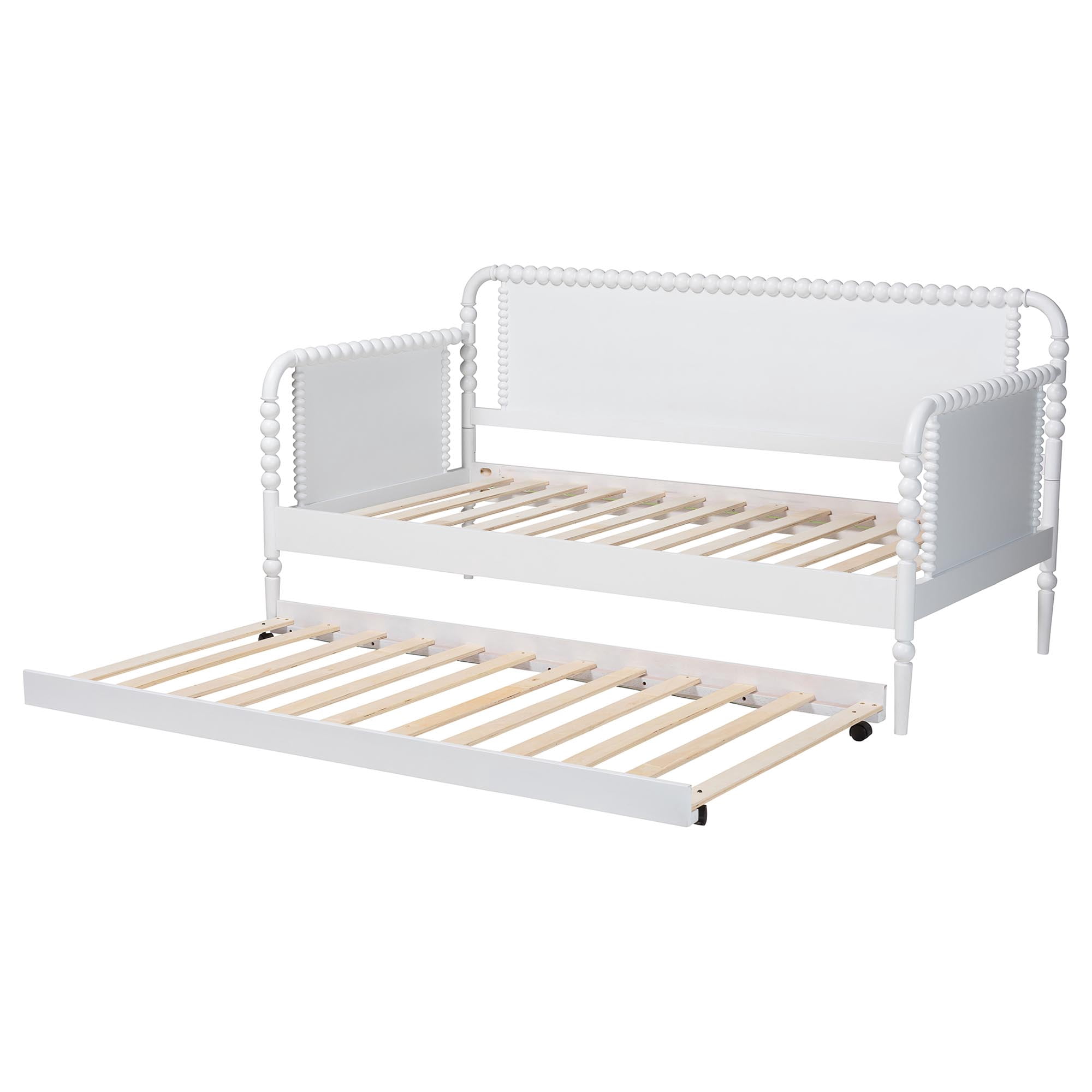Baxton Studio Lucera Traditional Daybed with Trundle, Twin, White