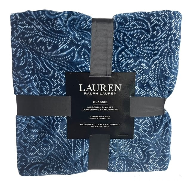 Ralph Lauren Plush Micromink Full/Queen Blanket Classic Ralph Lauren