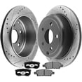 thumbnail image 1 of Afa Motors Rear Brake Pads and Rotors E-Coated Slotted Drilled Design for Mitsubishi Lancer,Jeep Compass Patriot,Chrysler 200 Sebring,Dodge Avenger Caliber W/Brake Kit and Ceramic Pads, 1 of 6
