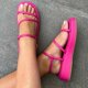 thumbnail image 1 of Sandalias de plataforma para mujer, zapatos antideslizantes con punta abierta cuadrada de color sólido, sandalias informales para exteriores, 1 of 4