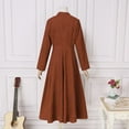 thumbnail image 4 of ZANZEA Women Vintage O-Neck Back Zipper Long Sleeve Pleated Dresses, 4 of 8