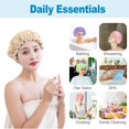 thumbnail image 2 of Djiypn 2-Pack Reusable Shower Caps - 9.64 Inch Elastic Hair Protector, Waterproof Double Layer for Women - Rose Gold, 2 of 8