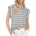 thumbnail image 1 of Camiseta Sin Mangas Informal de Verano para Mujer, Rayas Grises, XXL, 1 of 6