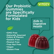 VITEEY Kids Probiotic Gummies with Prebiotic Fiber, Digestive Health & Immune Support, 60 Ct