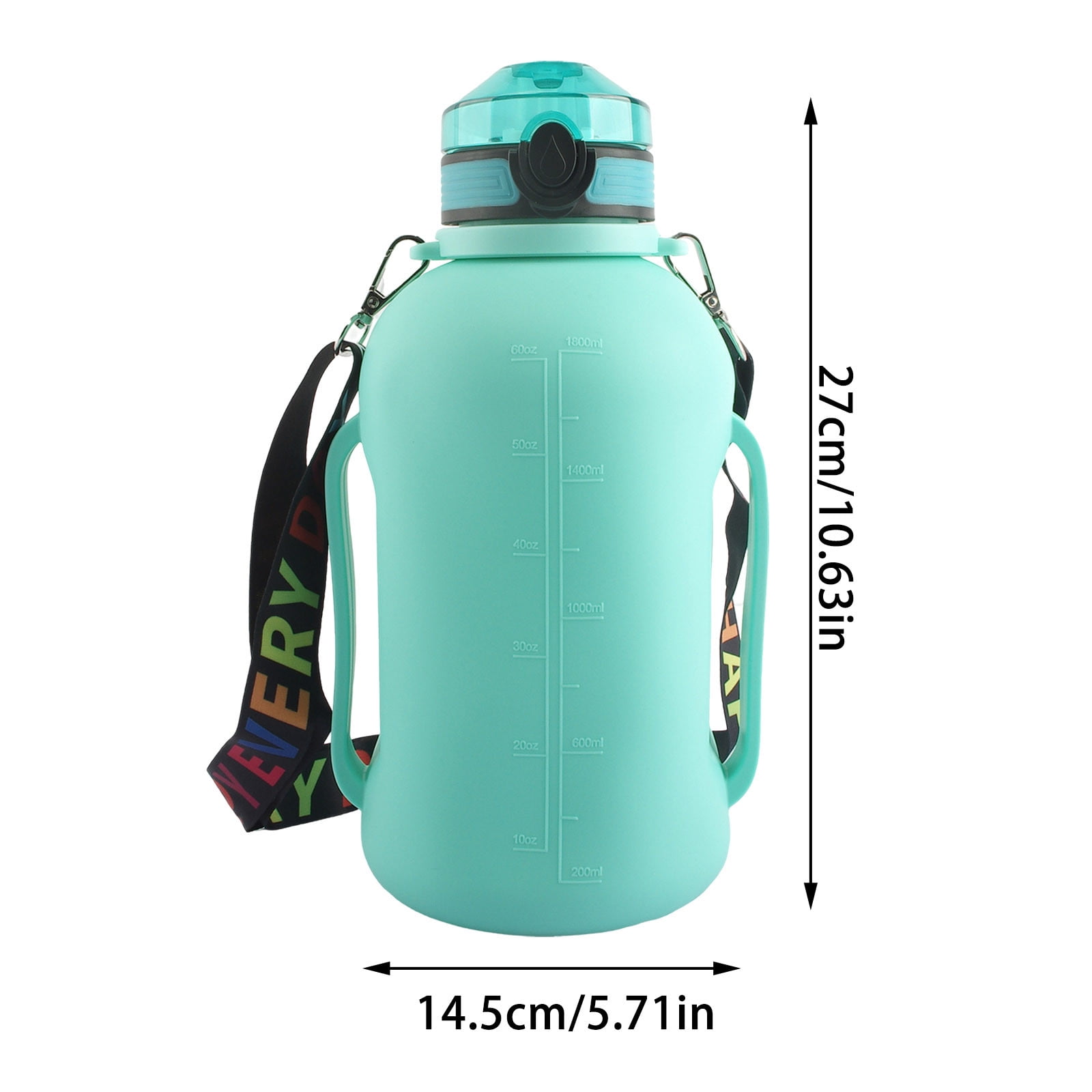 Collapsible Water Bottle 2L/64oz with Strap Handle, BPA Free Silicone Foldable Water Bottle with Detachable Straw, Sport Water Bottle for Traveler Fitness Gym Work Outdoor