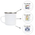 thumbnail image 4 of Tazas de café MAIKESUB esmaltadas blancas de 12 onzas con borde plateado, 4 unidades, 4 of 8