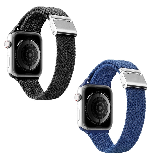 Correa de reloj compatible con Apple Watch, hebilla ajustable, correa trenzada elástica para 38/40/41 mm, 2 unidades