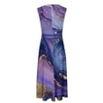 thumbnail image 4 of MIUOWANP Plus Size Sleeveless V-neck Dress for Women Marble PrintA-line Midi Long Skirt Size XL(10)Blue, 4 of 5