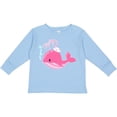 thumbnail image 3 of Inktastic Cute Pink Whale in Nautical Hat Boys or Girls Long Sleeve Toddler T-Shirt, 3 of 5
