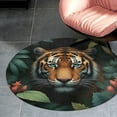 thumbnail image 2 of Tiger in Jungle Leaves(3) Round Area Rugs for Bedroom Living Room, 5FT Soft Indoor Circle Carpets, Carpet Home Decor Floor Mat, 2 of 6