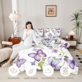 thumbnail image 4 of Manfei Cartoon Butterfly King Size Comforter Sets 3pcs,Watercolor Flowers Comforters King Size,1 Comforter and 2 Pillowcases,Reversible, 4 of 6