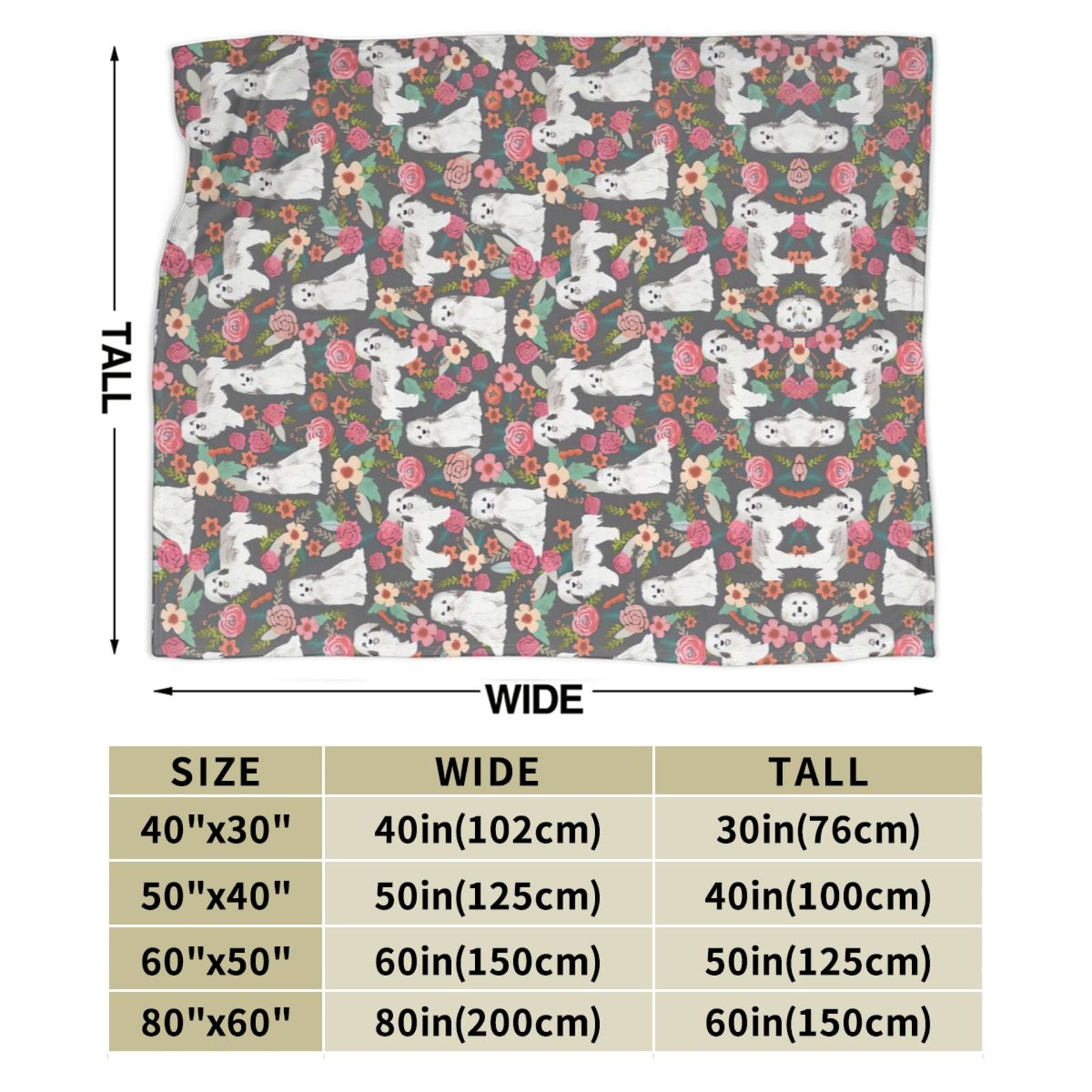 Wijzvio Havanese Dogs Lovers Pink Rose Flower Floral Throw Blanket Soft Fuzzy Fleece Blanket For Couch Bed Living Room Decoration 80"X60"
