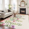 thumbnail image 3 of Colorful Flowers Area Rug 5x7 Washable Rug Non Slip Spring Floral Leaves Botanical Country Beige Large Area Rug Soft Stainresistant Indoor Floor Carpet for Living Room Bedroom Home Office Dining Room, 3 of 8