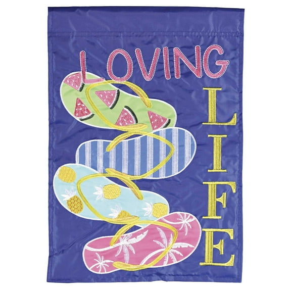 Dicksons Magnolia Garden Loving Life Flip Flops Blue 18 x 13 Polyester Outdoor Garden Flag