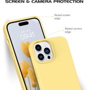 for iPhone 14 Pro Case Liquid Silicone Soft Gel Rubber Microfiber Lining Cushion Cover ShockProof Protective Phone Case for iPhone 14 Pro(6.1 inch)-Yellow