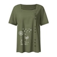 thumbnail image 4 of BLVB Women's Cotton Linen Tops Printed Button Square Neck Short Sleeve Summer Blouse Casual Plus Size Beach Shirts, 4 of 4